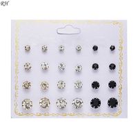 Wholesale 12 pairs set Crystal Simulated Pearl Earrings Set Women Jewelry Piercing Ball Stud Earring kit brincos gift
