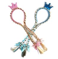 Wholesale 2 colors Snow Queen Princess Hair sticks Christmas Butterfly clip Children s wig double braided hair Hoop kids Hair Accessory