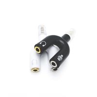 Wholesale 3 mm Splitter Stereo Plug U shape Audio Mic Headphone Earphone Splitter Adapters for Smartphone MP3 MP4 Player