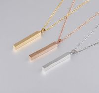 Wholesale Stainless Steel Bar Pendant Necklace Fashion Gold Rose Gold Silver Solid Blank Bar Charm Pendant For Buyer Own Engraving Designer Jewelry