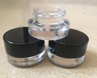 Wholesale small ml stash containers mini glass stash jar g glass jars cosmetic containers wax container with black lid cheap hot selling