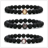 Wholesale 8mm Black Lava stone Silver Gold Color Baseball Bead braclets Essential Oil Diffuser Bracelet For Women men Jewelry