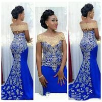 Wholesale New Royal Blue Plus Size African Mermaid Prom Dresses Long vestidos de fiesta Black Girls Formal Evening Party Gowns P001