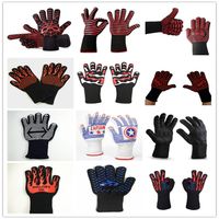 Wholesale 500 Celsius Heat Resistant Gloves cm Oven BBQ Baking Cooking Mitts Insulated Silicone Microwa Gloves Kitchen Tastry Tools LJJA3389