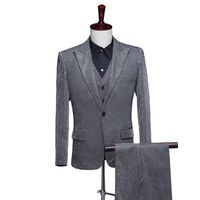 Nouveau Mode Hommes Brillant Changé Coloré 3 Pièces Set Costumes Gris Pourpre De Mariage Bleu Marié Robe De Bal Costumes