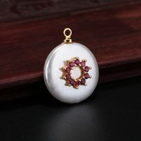 Wholesale Charms Mint White Navy Blue Cubic Zircon Paved Gold Loop Charm Coin Pearl Pendant Bead For Jewelry DIY Making Choker Earring