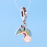 Wholesale New high quality charm small pendant for Pandora sterling silver romantic rainbow fashion pendant with original box ladies single