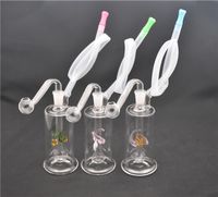 Wholesale Mini Glass Oil Burner Bong Water Pipes with Recycler Dab Rig Hand Bongs Thick Pyrex Glass beaker bong with mm oil burner pipe and hose