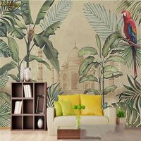 Wholesale beibehang Custom Wallpapers Large Mural Wall Stickers Retro Southeast Asia Rainforest Parrot Palace Living Room TV Backdrop Wall