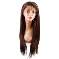 Wholesale my queen Virgin Hair Glueless Lace Front Human Hair Wigs For Black Women Pre Plucked hairline Brazilian Remy Straight dark brown