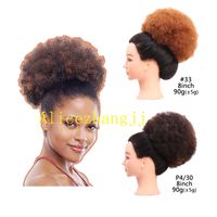 Wholesale Short Afro Puff Synthetic Hair Bun Chignon Hairpiece For Women Drawstring Ponytail Kinky Curly Updo Clip Hair Extensions
