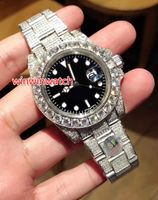 Wholesale Best Quality Full Big Diamond Watch Iced Out Watch Automatic MM Men Waterproof silver Stainless Steel color Face Big diamond Bezel