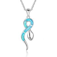 Wholesale Beautiful Luxurious Snake Pendant Necklace Blue Fire Opal Necklace Fashion Simple Lady Animal Jewelry Necklace For Bridal Wedding Party Best