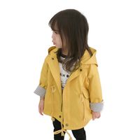 Wholesale Baby Toddler Outwear Coat Fashion Hooded Windbreaker For Girls Lovely Pocket Kids Trench Coat Autumn Boys Jackets Clothes