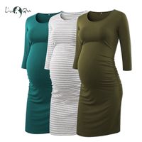 Wholesale Pack Of Side Ruched Maternity Dresses Quarter Sleeve Bodycon Pregnancy Dress Wrap Maternity Dresses For Photo Shoot Y190522