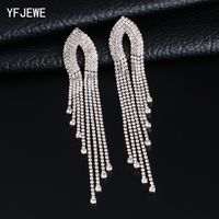 Wholesale YFJEWE Fashion Women Long Streamlined Tassel Crystal Earrings Woman Girl Jewelry Pendante Femme E621