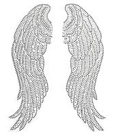 Wholesale Large Angel Wings Pairs Iron on Hot Fix Rhinestone Transfer Bling Motif Diamond Applique for Crafts Clothes Bags Decoeated pair