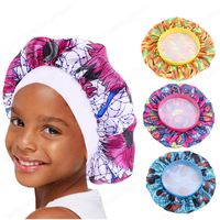 Wholesale Kids Bonnet African Print fabric Ankara Night Sleep Cap Elastic Baby Girls Wide Turban Bandanas Headbands Hair Head Bands Wrap