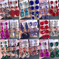 Wholesale Colorful Rhinestone drop earrings Long bohemian Europe United States retro glass drill temperament Wedding Jewelry For Women Gift