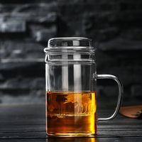Wholesale Double Wall Brewing Teapot Teacup Borosilicate Glass Filtering Loose Leaf Flower Tea and Coffee Maker Mug with Infuser Strainer Glass Lid