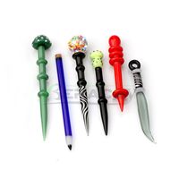 Wholesale 6 Styles Glass Dabber Tools Color Smoking Glass Dab Cap For Wax Oil Tobacco Quartz Banger Nails Glass Water Bongs Dab Rigs Pipes