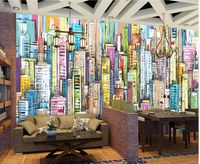 Wholesale Custom d wallpapers Hand painted city oil painting wallpapers background wall decoration painting