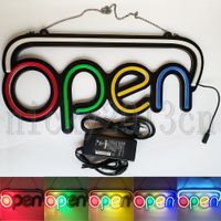 Wholesale Super Bright Open Sign LED Neon Light Strip Auto Flashing Multi Color Hanging Bussiness Shop Front Window Display V
