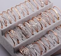 Wholesale 10pcs Mix Style Gold Plated Crystal Rhinestone Bracelets Bangle For DIY Jewelry Craft Gift CR016 Free Ship