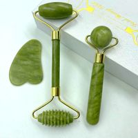 Wholesale Natural Jade Massage Roller Guasha Board set SPA Scraper Stone Facial Anti wrinkle Treatment Body Facial Massager tools without box