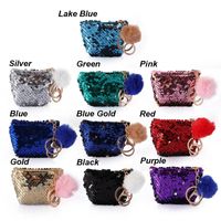 Wholesale Girls Mini Sequin wallet Key Chain Coin Purses With Cute Mermaid wallet keychainSequin Glitter Wallet keychain Gifts