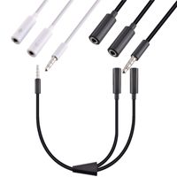 Wholesale Universal mm Audio Cable Male Jack to Double Female Mic Earphone Y Splitter Headphone Extension Adapter AUX Connectors