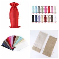 Burlap Wine Bottle Bags Champagne Wine Bottle Covers Gift Pouch Packaging Bag Wedding Party Festival Christmas Decor Props 15 35cm Ffa3235