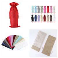 Burlap Wine Bottle Bags Champagne Wine Bottle Covers Gift Pouch Packaging Bag Wedding Party Festival Christmas Decor Props 15 35cm Ffa3235