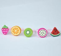 Wholesale Open ring new Fashion hot sale lovely colour Fruits ring Cartoon soft rubber Boys Girls ring mix style Children s Day gifts