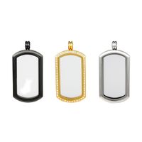 Wholesale New Design Stainless Steel Rectangle Cabochon Base Charms Glass Blank Photo frame Charms Pendant Setting Trays Diy Necklace Jewelry Makings