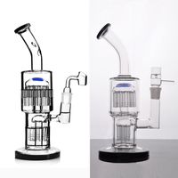 Wholesale toro recycler bubbler glass bongs Hookahs diffuse double arm tree perc water pipe dab rig with mm bowl joint