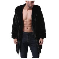 Wholesale Winter Male Fur Overcoat Mens Fur Coats With Hood Parka Oversized Men Overcoat Warm Faux Jacket Men Outwear Cardigan