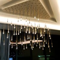 Wholesale Modern Crystal Chandeliers Lighting Fixtures Water Drop Glass Ceiling Lamp Led Gold Brass Hanging Clear teardrops Lights V V