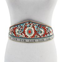 Wholesale Bohemian Colorful Flower Resin Bead Waist Belt Strap Dress Belt For Women Egypt PU leather Belly Body Chain Jewerly Middle East