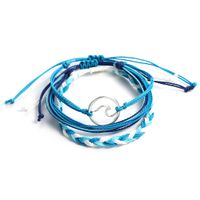 Wholesale 3pcs set handmade braided rope multilayer bracelet for women men fashion wave charm woven wax rope friendship bracelet diy jewelry set