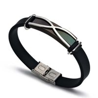 Wholesale New Cool Design Popular Mens Handmade CM Long Stainless Steel Tag Black Silicone Bracelet for Sale