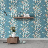 Wholesale Romantic cherry blossom fresh small floral wallpaper Japanese style wall mural TV background wall roll paper non woven bedroom girl