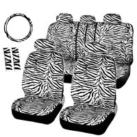 Wholesale ZHIHUI Short Plush Luxury Zebra Seat Covers Universal Fit Most Car Seats Steering Wheel Cover Shoulder Pad White Seat Cover