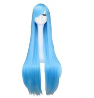 Wholesale Long Straihgt Cosplay Party Sky Light Blue Cm Synthetic Hair Wigs