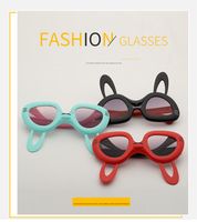 Wholesale Fashion Kids Sunglasses Lovely Rabbit Ears Red Black Pink Green Baby Eyeglasses UV400 Children Bunny Style Beach Sun Glasses
