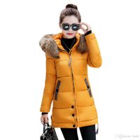 Damen Winter gesteppte gepolsterte dicke warme Fell Puffer Jacket Kapuzenjacke