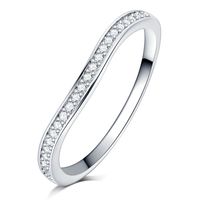 Wholesale Luxury full Clear zircon stone pave silver color wave diamond Ring engagement Cocktail wedding alliance for women girls
