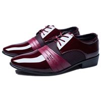 Wholesale Classical Mens Dress Shoes Luxury Male Business Oxfords Black Brown Wine Pointed Toe Formal Leather Shoes Men Big Size