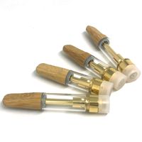 Wholesale Bamboo Drip Tip Glass Vape Cartridges Atomizer Empty Cartridge Ceramic Coil Smoking Tank Electronic Cigarette