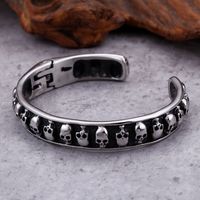 Wholesale vintage L stainless steel Boys mens bracelet cuff bangle skull end cuff jewelry skeleton bracelet